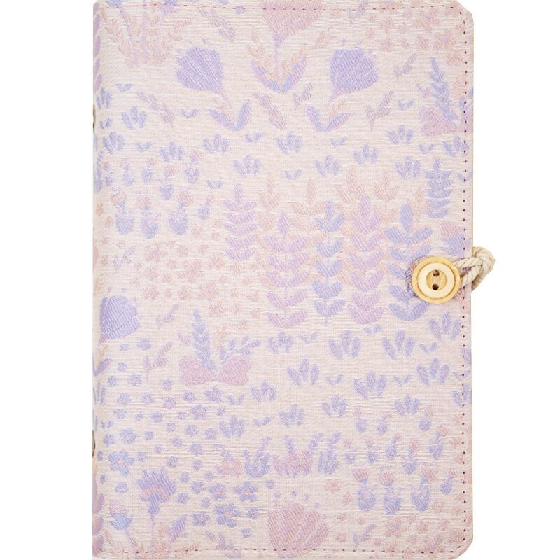 Jacquard Light Purple Fabric Notebook Journal A6 A5 Ins Floral Loose-leaf Journal Refilled Travel Notebook Portable Diary Book Gift for her