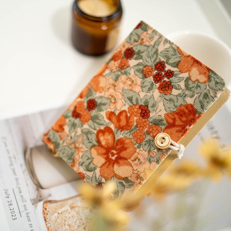 Retro Corduroy Printed Cloth Journal A5 A6 Loose-leaf Wire-bound Notebook Floral Fabric Dairy Book Portable Notepad Refillable Journal Gift