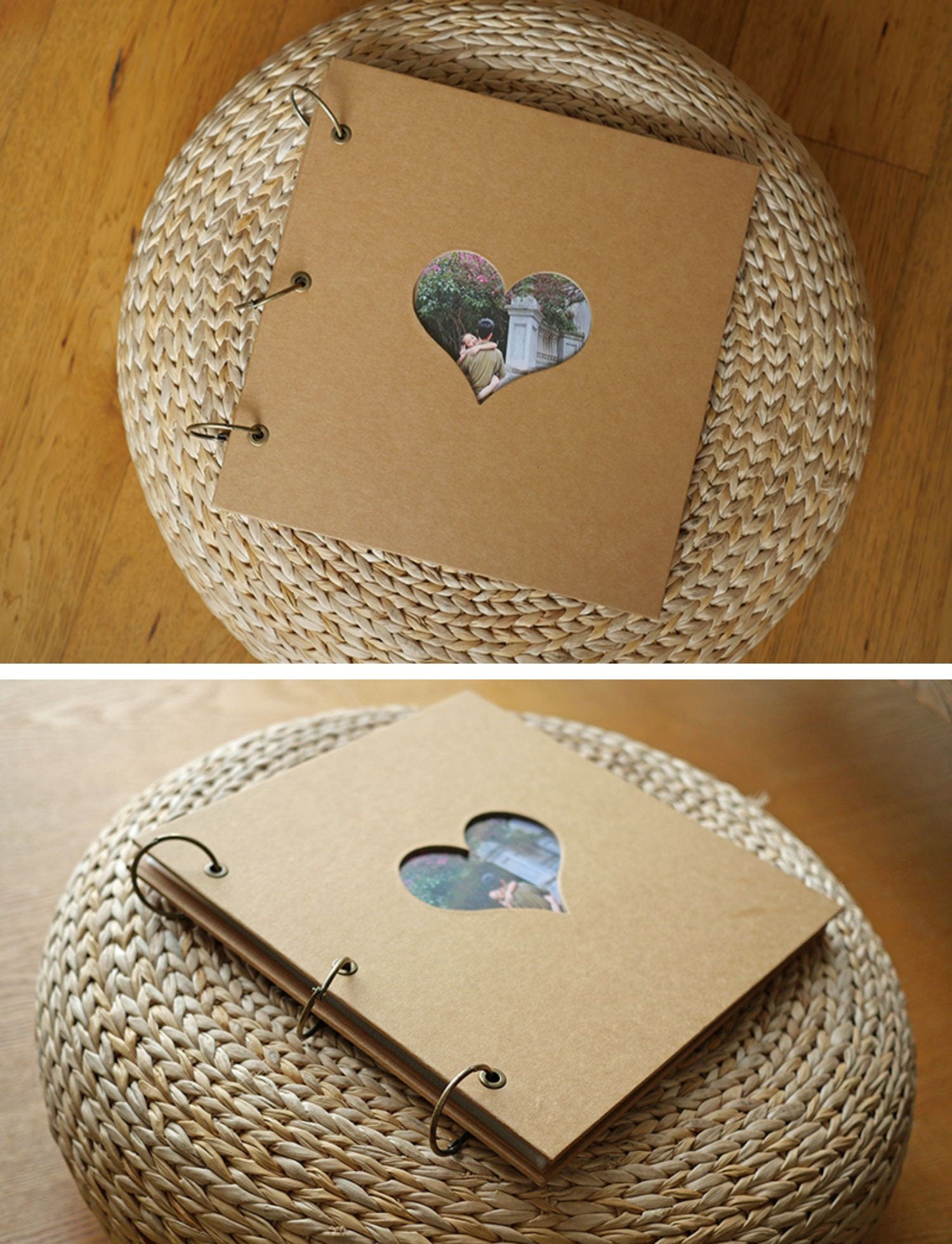 Kraft Paper Love Scrapbook Album Square Handmade Baby Growth Album Wedding Guest Book. Pocket Travel Photo Book. DIY Couple Photo Album 50P