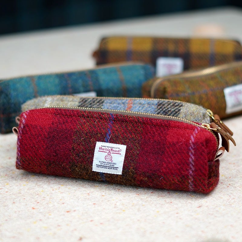 Wool Tweed Pencil Case Retro Fabric Zipper Pouch Large Capacity Pen Case Simple Pencil bag Stationery Sundries Make-up Bag Gift 24 colors