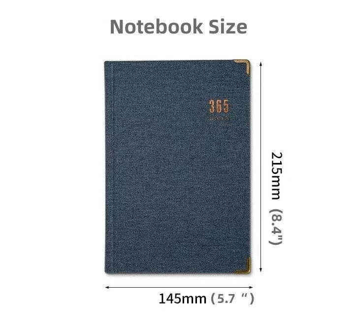 365 Days Thick Cloth-covered Journal Notebook Retro Yearly Plan Book Kraft Blank Paper Corner Guard Journal Hardcover Dairy Book Stationery