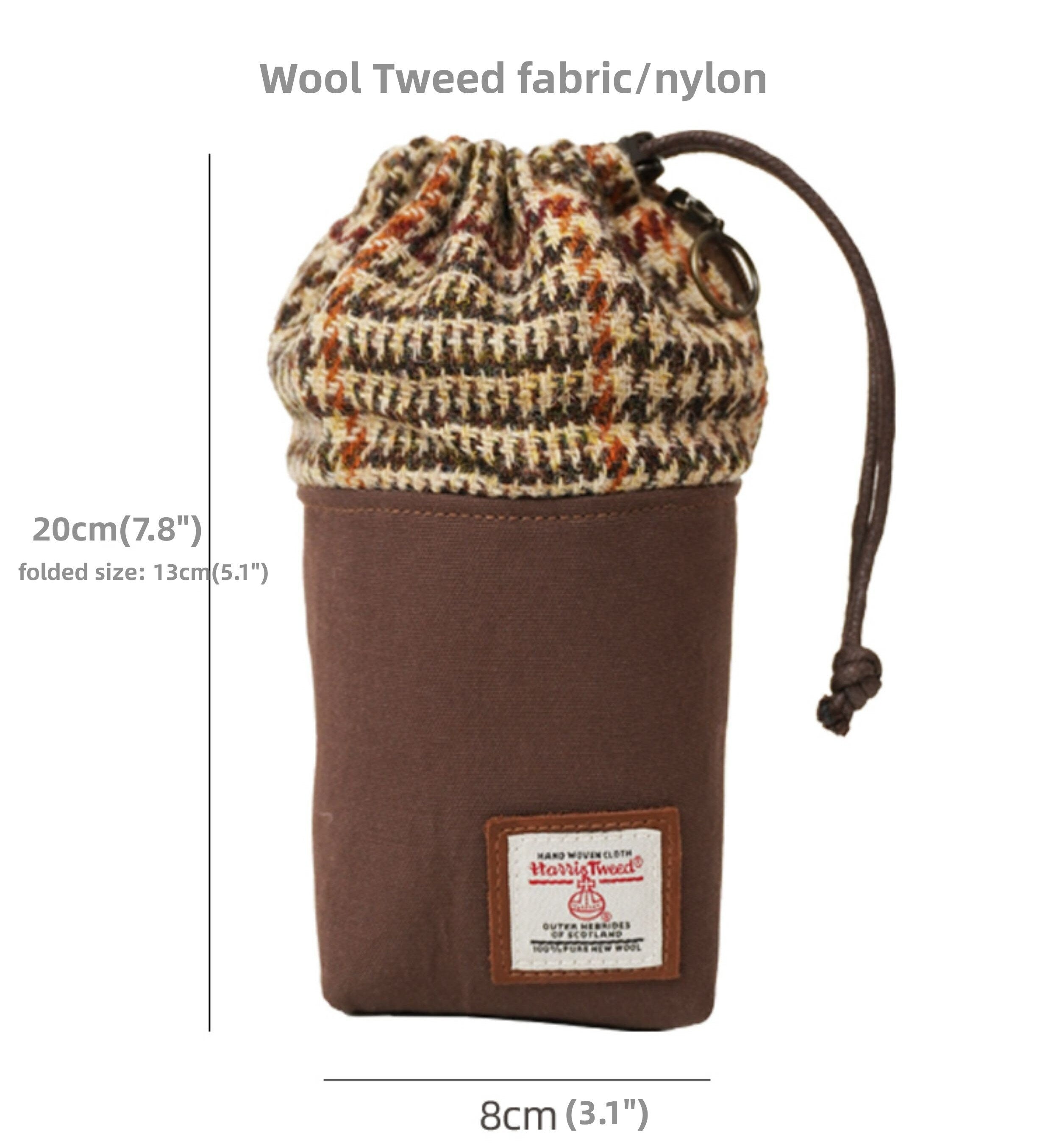 Large-capacity Wool Tweed Drawstring Pen Holder Handmade Fabric Zipper Pencil Case Retro Stationery Bag Storage Bag Make-up Bag Unique Gift