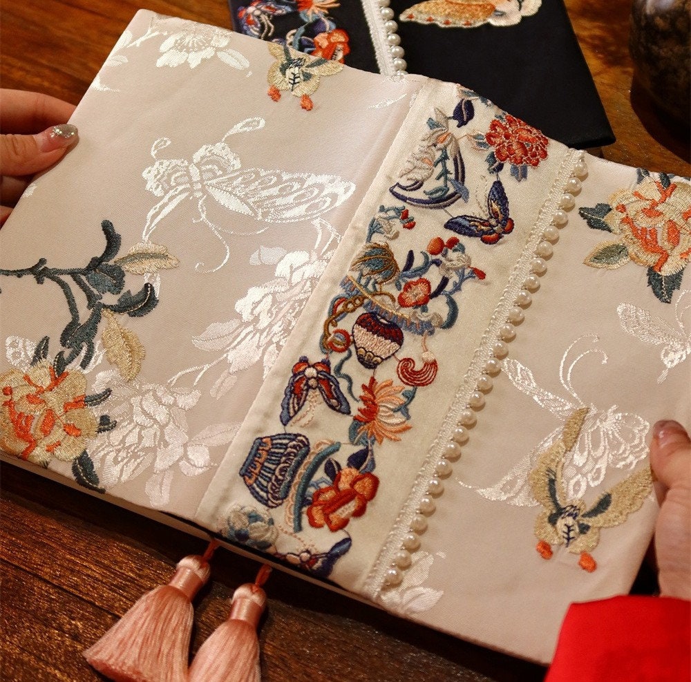 Traditional Embroidery Fabric Notebook A5 A6 Embroidered Flower Butterfly Journal Cover Exquisite Book Jacket Dairy Book Handmade Notepad