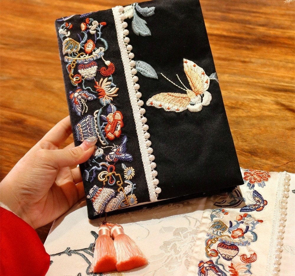 Traditional Embroidery Fabric Notebook A5 A6 Embroidered Flower Butterfly Journal Cover Exquisite Book Jacket Dairy Book Handmade Notepad