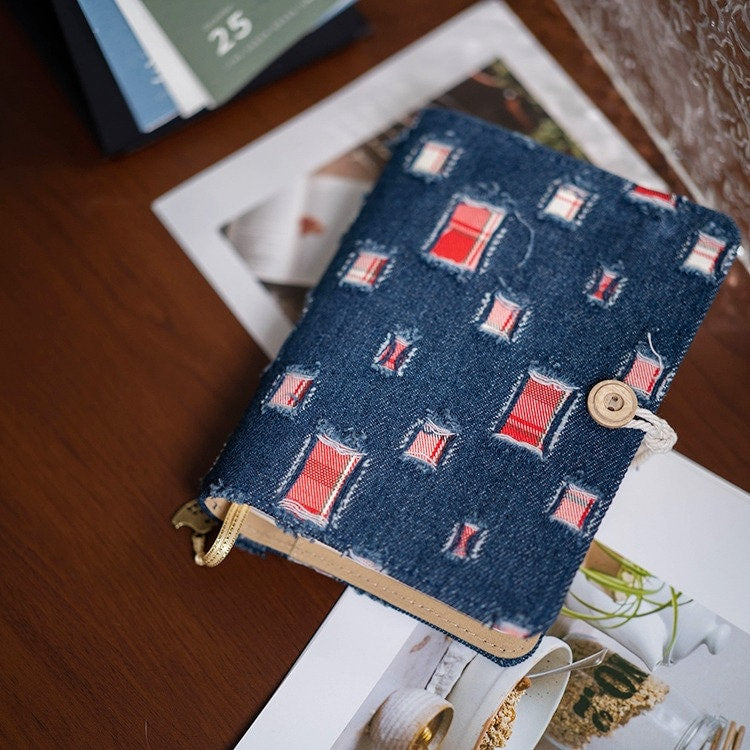 Denim Fabric Journal Notebook Retro Ripped Demin A5A6 Journal Literary Portable Notepad Traveler's Notebook Refilled Dairy Book Special Gift