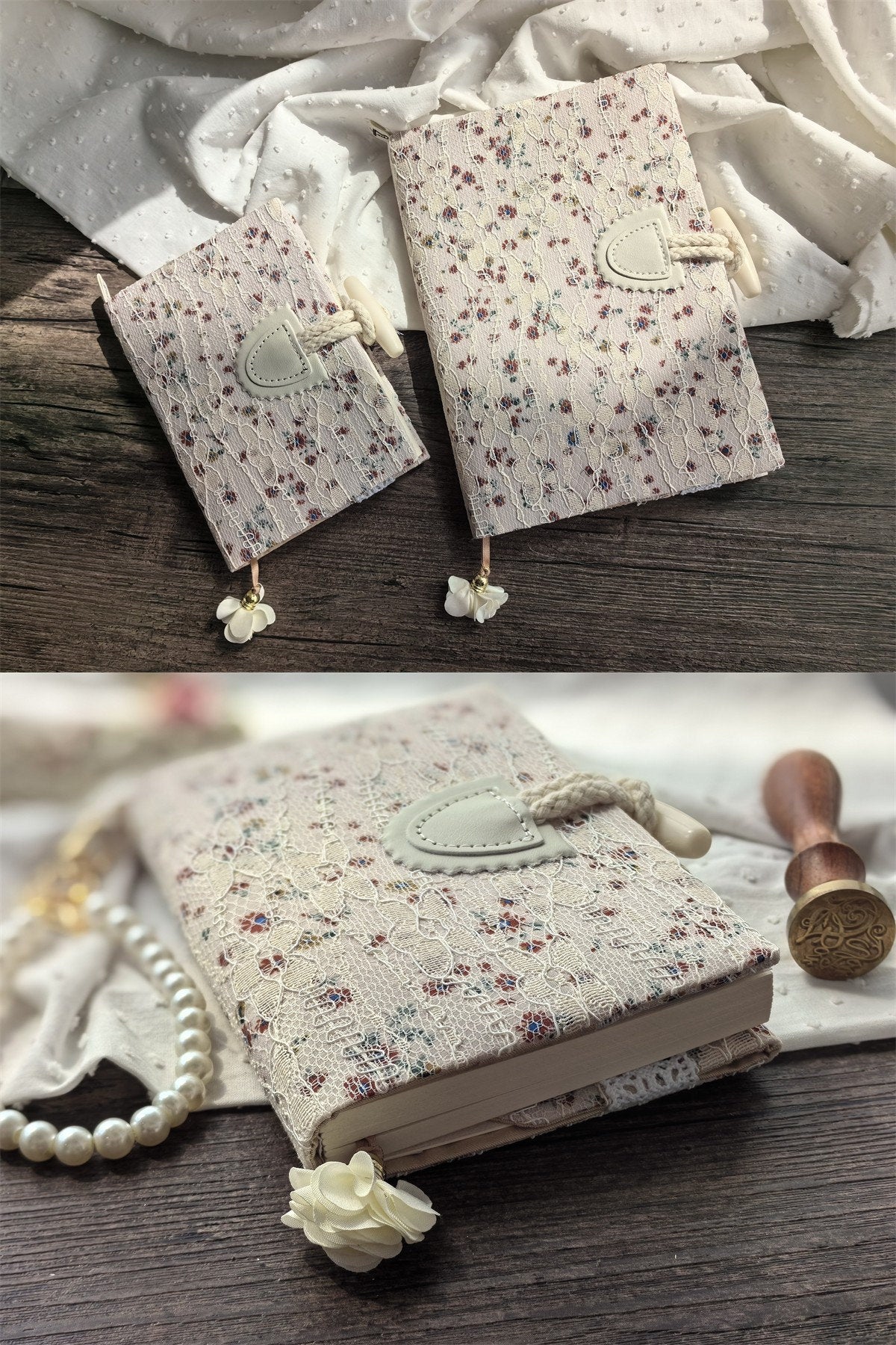 European Floral Lace Fabric Notebook Journal A6 A5 Vantage Cloth Notebook Cover Cute Dairy Book Personalized Book Jacket Unique Gift for Her