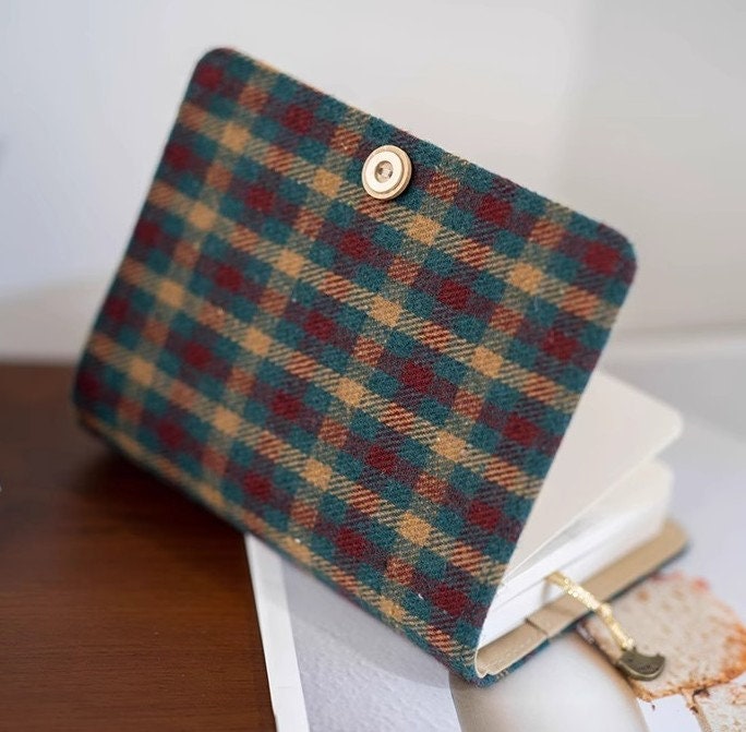 Retro Plaid Fabric Journal Notebook Refilled Cloth Notebook A5A6 Blank Lined Dot Grid Paper Traveler's Notebook Cute Dairy Book Holiday Gift