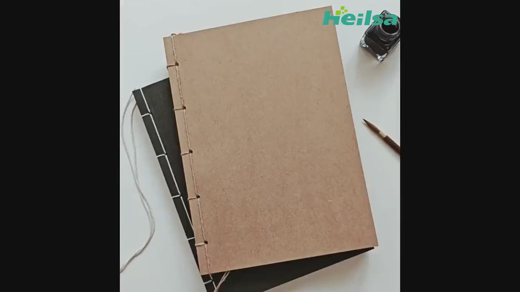 Large A4 Retro Thread-Bound Notebook, Kraft Black Gray Paper Cover Blank Sketch Notebook - A Gift for Writers, Handcrafted Graduation Gift
