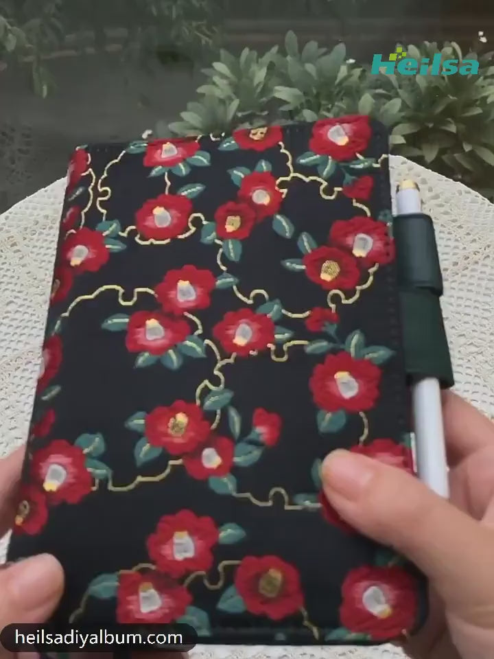 Camellia Handmade Cover for Planner, Notebook, Journal Nishijin Fabric Golden Style A5 A6 B6 Diary Book Sleeve for Hobonichi Midori Kinbor