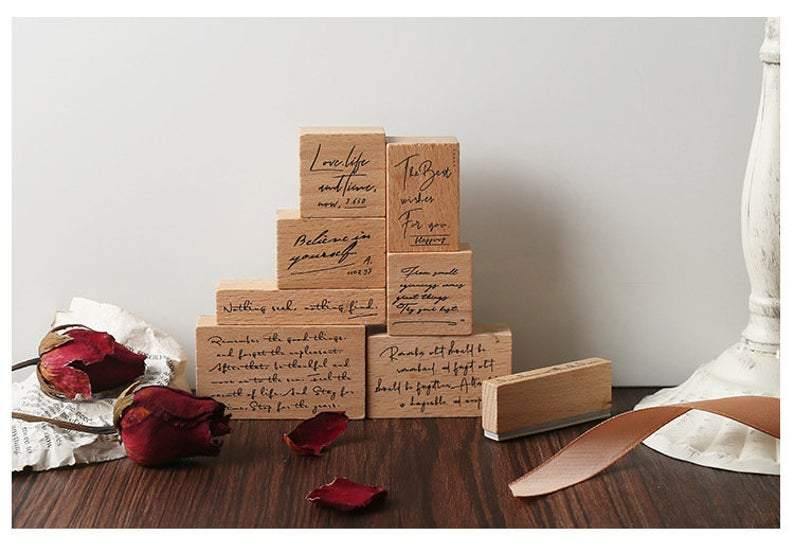 English Vintage Wood Rubber Stamps