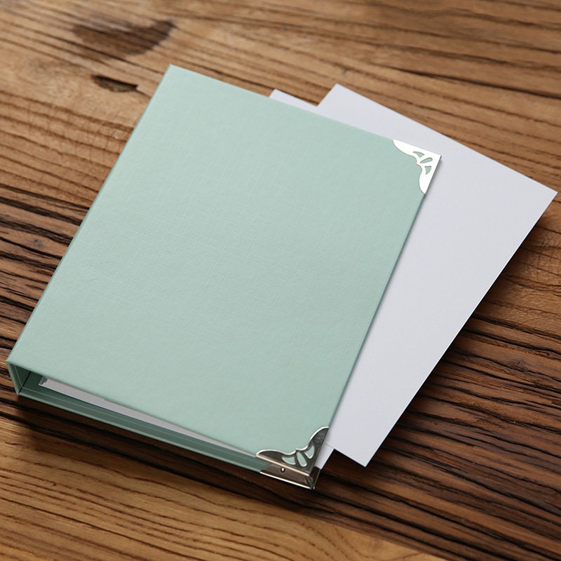 100 Pages Kraft White Blue Cover Loose-Leaf Scrapbook Album, Memorybook, Small Album, Personalized Menu, Wedding Guestbook, Travel Scrapbook