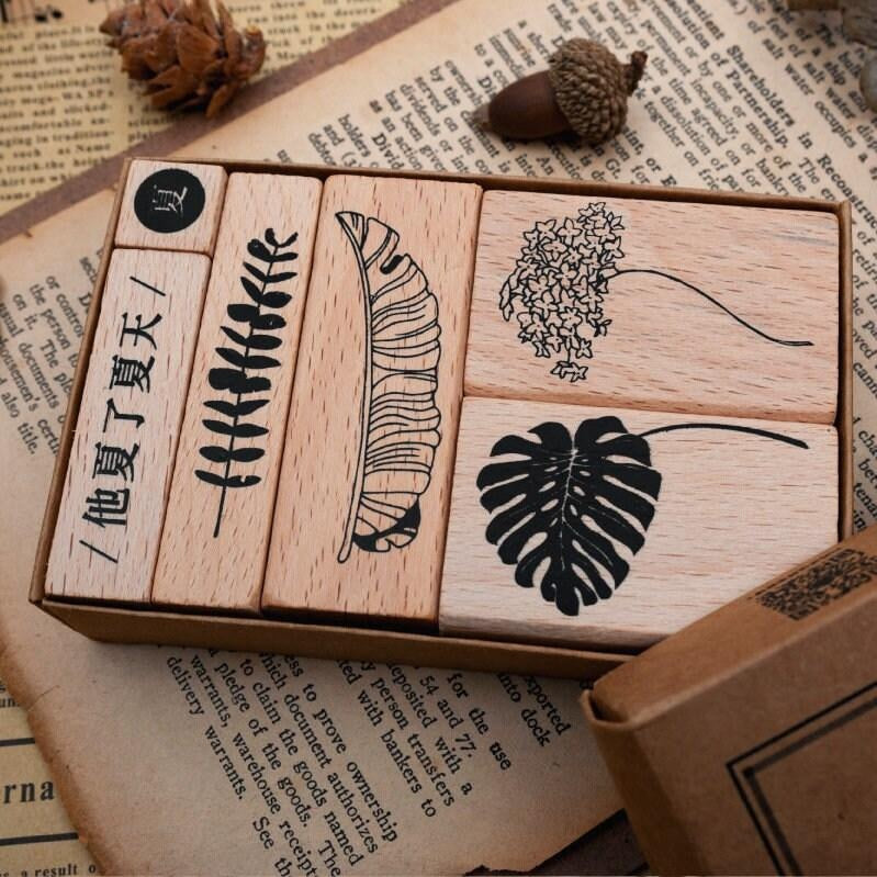 4 Seasons Plant Wood Rubber Stamps