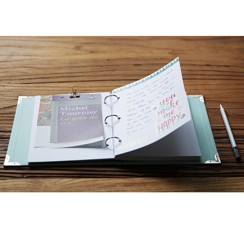 100 Pages Kraft White Blue Cover Loose-Leaf Scrapbook Album, Memorybook, Small Album, Personalized Menu, Wedding Guestbook, Travel Scrapbook