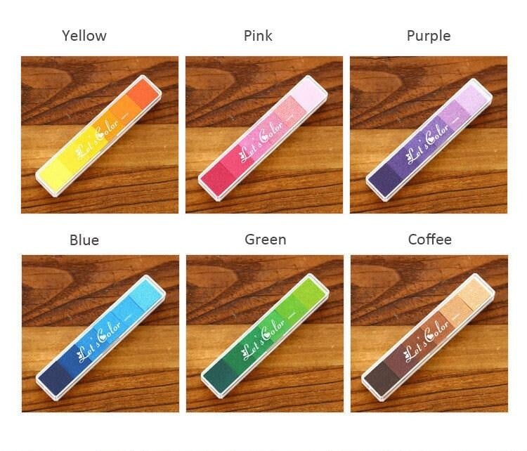 6 Colors Candy Color Strip Gradient Color Ink Pad, Finger Print Ink Pad, DIY seal, Multipurpose ink pad, Rainbow Ink pad, Stamp Ink Pad