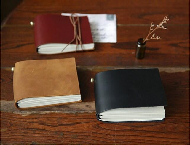 Mini Handmade Leather Journal, Personalized Leather Notebook, Blank Sketchbook, Leather Diary, Traveler's Notebook Refillable, Gift Box Pack