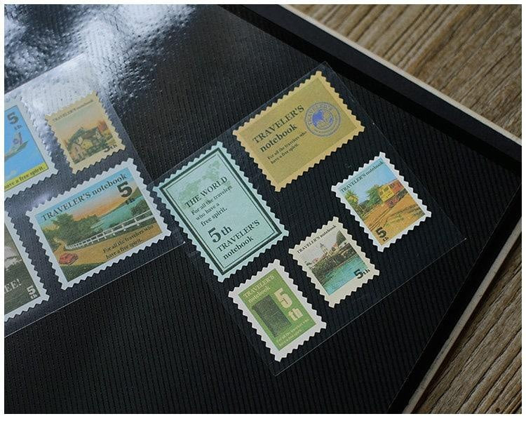 Retro travel Post Stamp Stickers