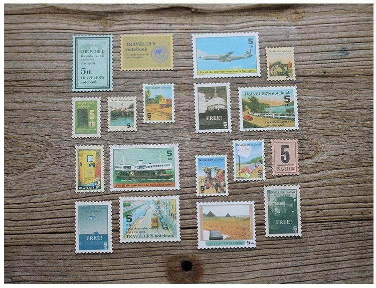 Retro travel Post Stamp Stickers