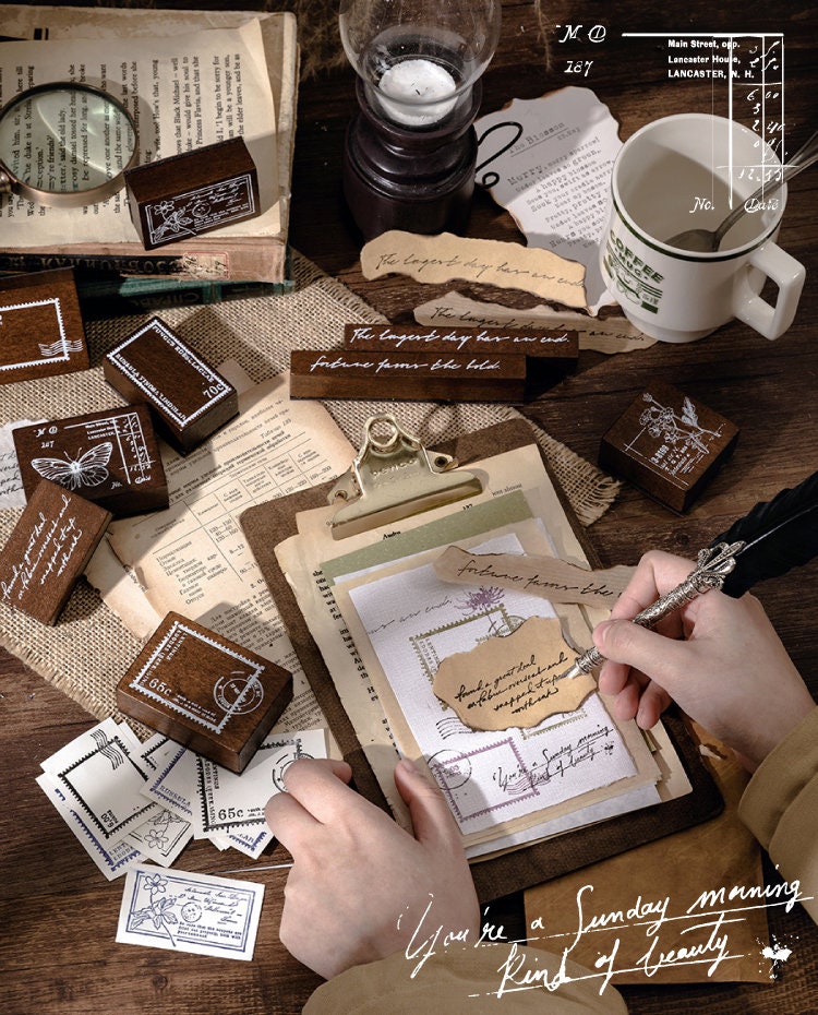 Retro Wood Rubber Stamps
