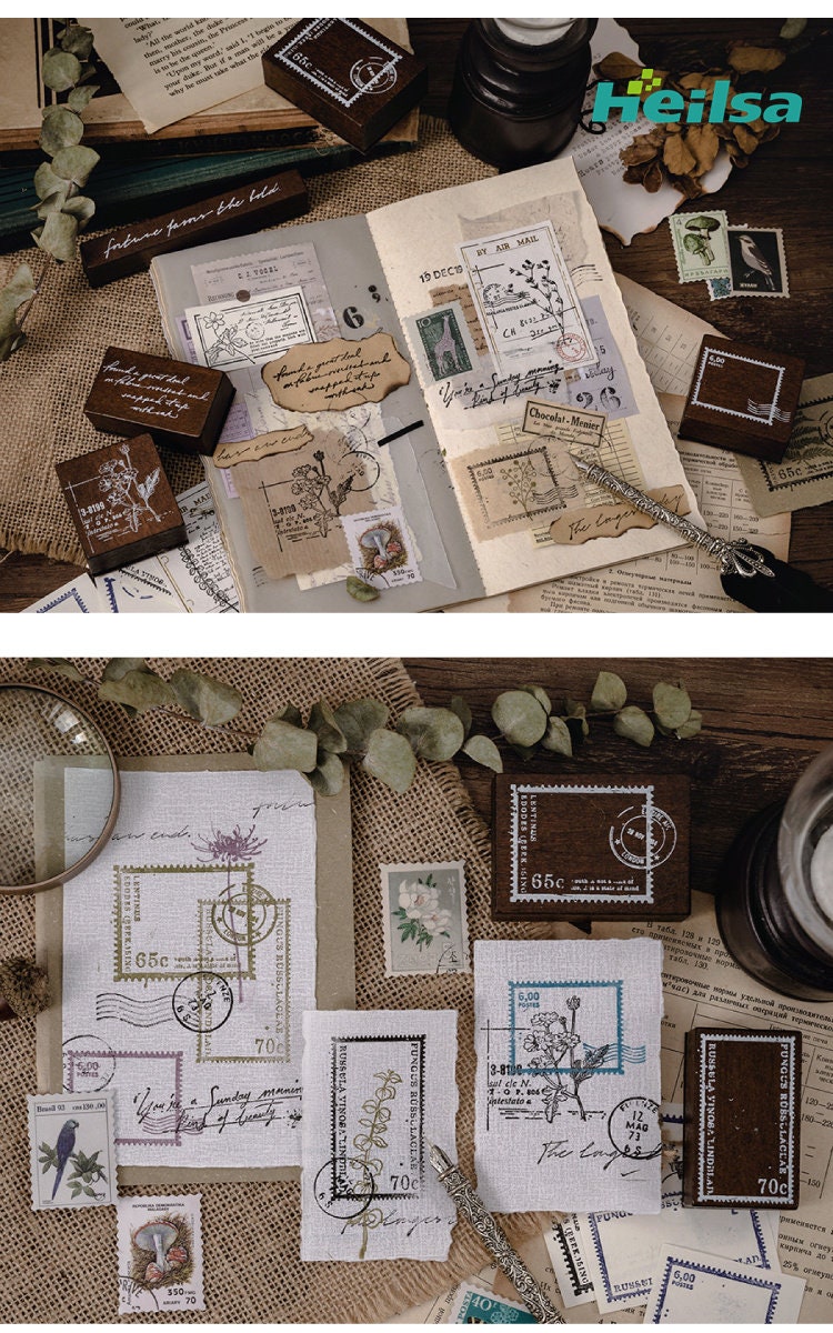 Retro Wood Rubber Stamps