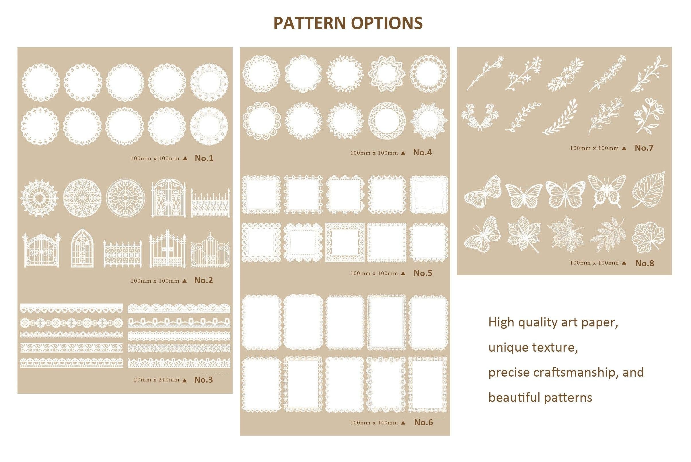 White Lace Paper Planner Decoration Kit