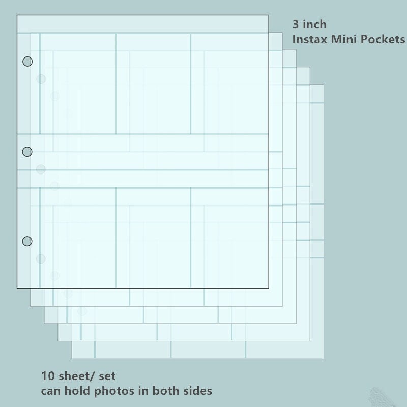 Instax Mini Photo Album Sheets with Pockets