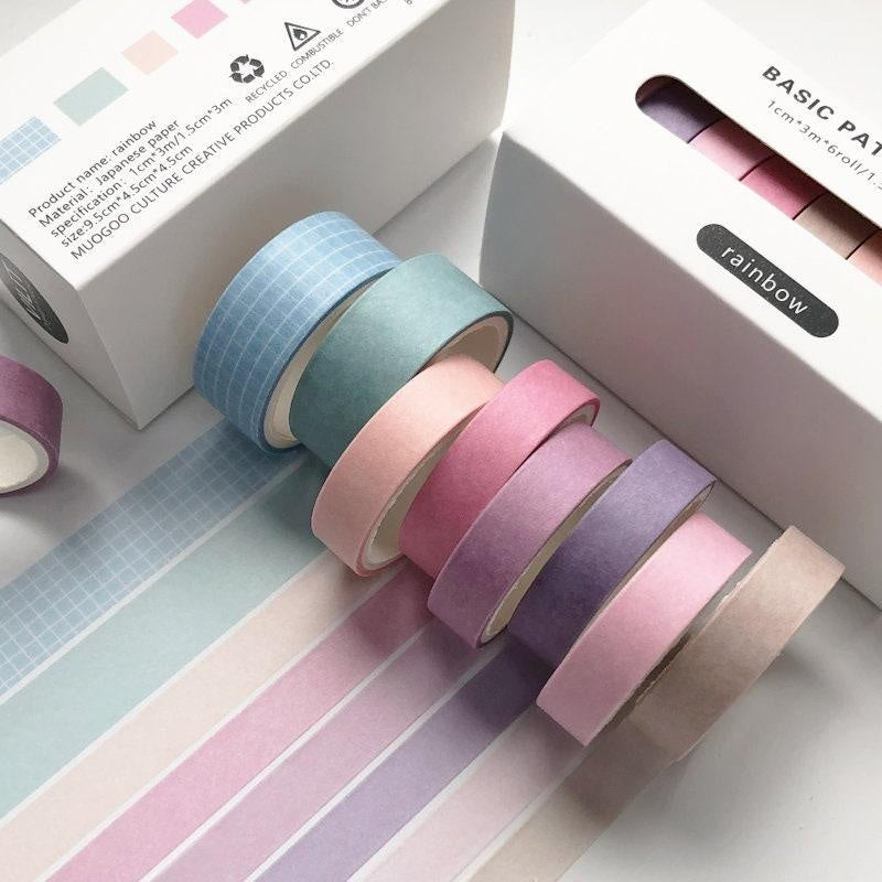 8 Rolls Basic Solid Color Washi Tape Set