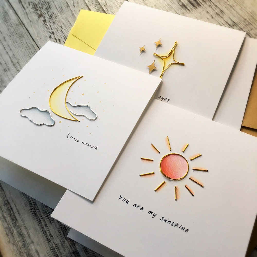 Sun Moon Star Greeting Cards and Envelopes