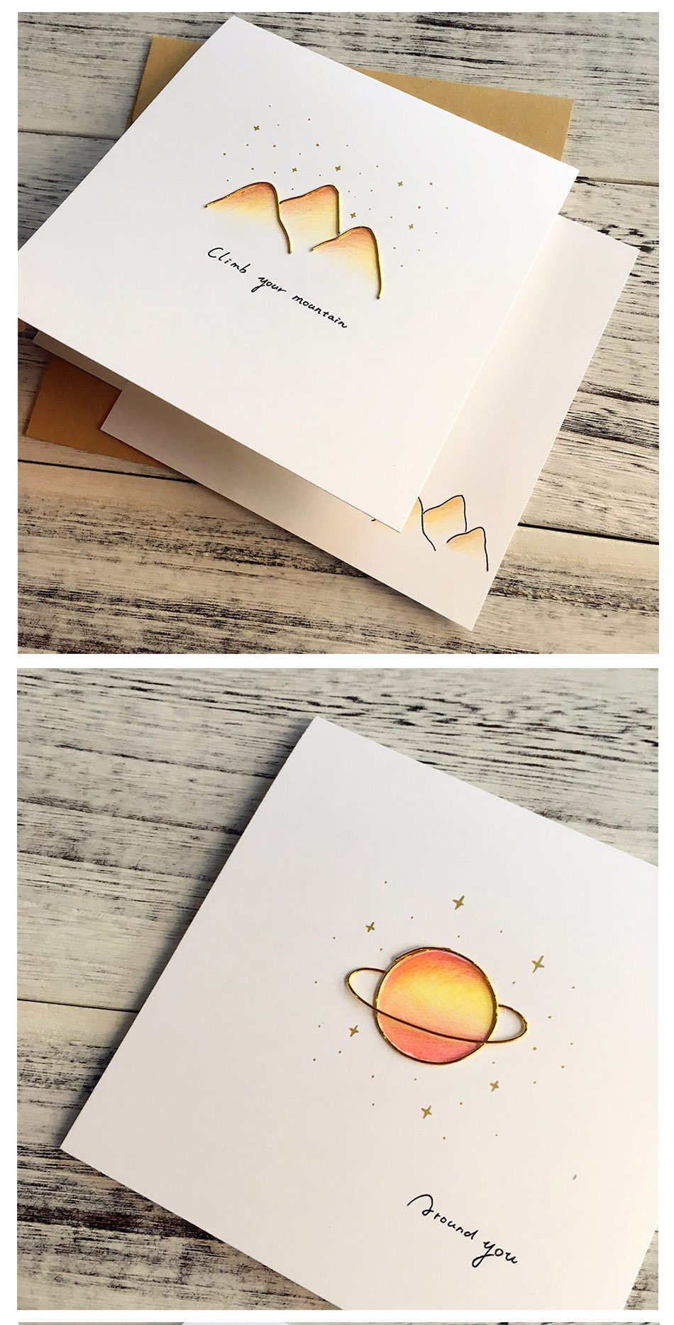 Holiday Greeting Cards and Envelopes Mountain Planet Leave Crown Personalized Birthday Card Gift Set Handmade Personalized Cute Love Cards
