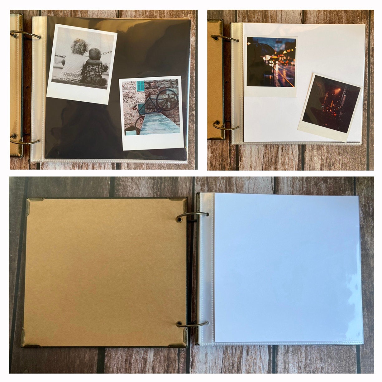Personalized Retro Kraft Scrapbook Album. Ribbon Black Cover Photo Memory Book Handmade Photo Album Wedding Guest Book Anniversary Gift Pack