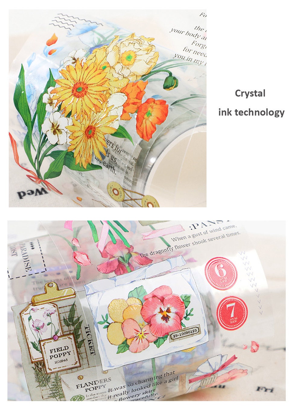 PET Clear Flower Washi Tape