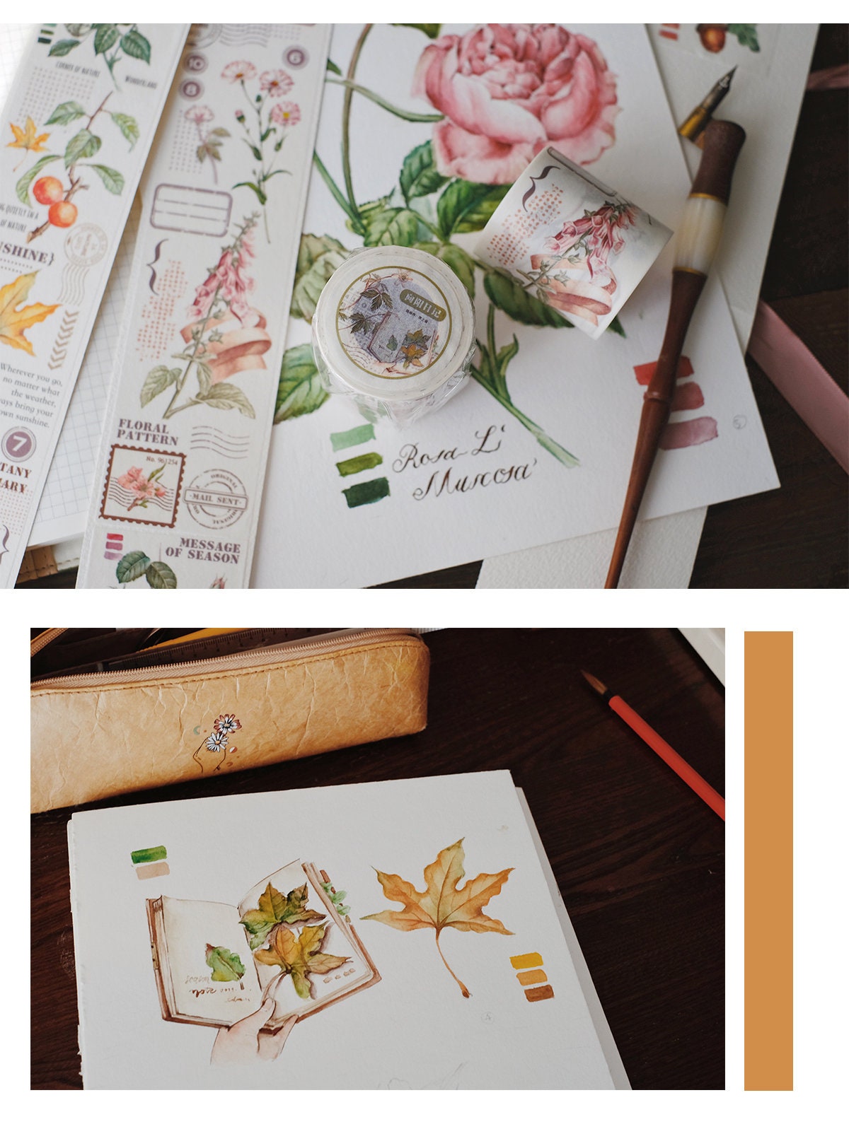 Floral Washi Tape Nature Washi Tape Seasons Washi Tape Leaves Washi Tape Planner One Roll Fruit Washi Tape Floral Vintage Washi Tape
