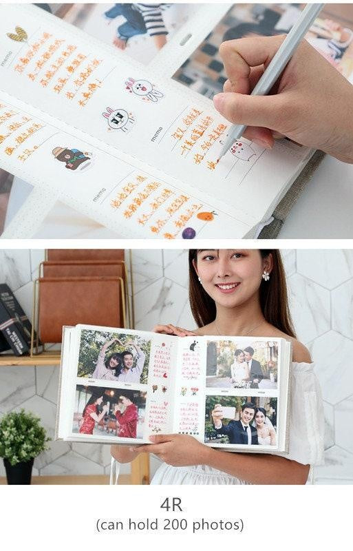 Unique Linen Photo Album Insert with Photo Window, 3R or 4R clear Pockets Album, Wedding Guest Baby Memory Book Birthday Anniversary Gift