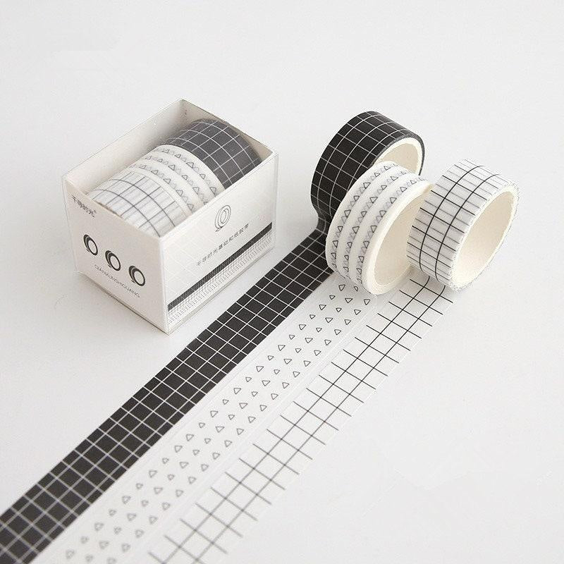 Grid Washi Tape Set 3 Rolls Ins Lattice Paper Tape Solid Color Lattice Masking Tape Pack Journal Scrapbook Tape, DecoTape, DIY Arts Tape