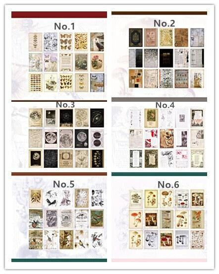 Vantage Time Book Series 60ps Junk Journal Kit Plant Bill Star Material Set Background Paper. Perfect in decorating cards, gift wrapping.