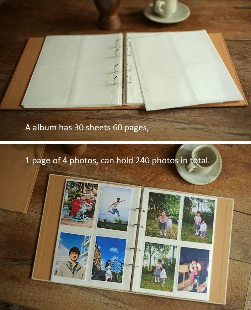 Photo Album 3x5 with Sleeves Minimalist Slip-In Photo Album Pocket Linen Kraft Paper Cover Polaroid Album 240 Photos Personalized Gift