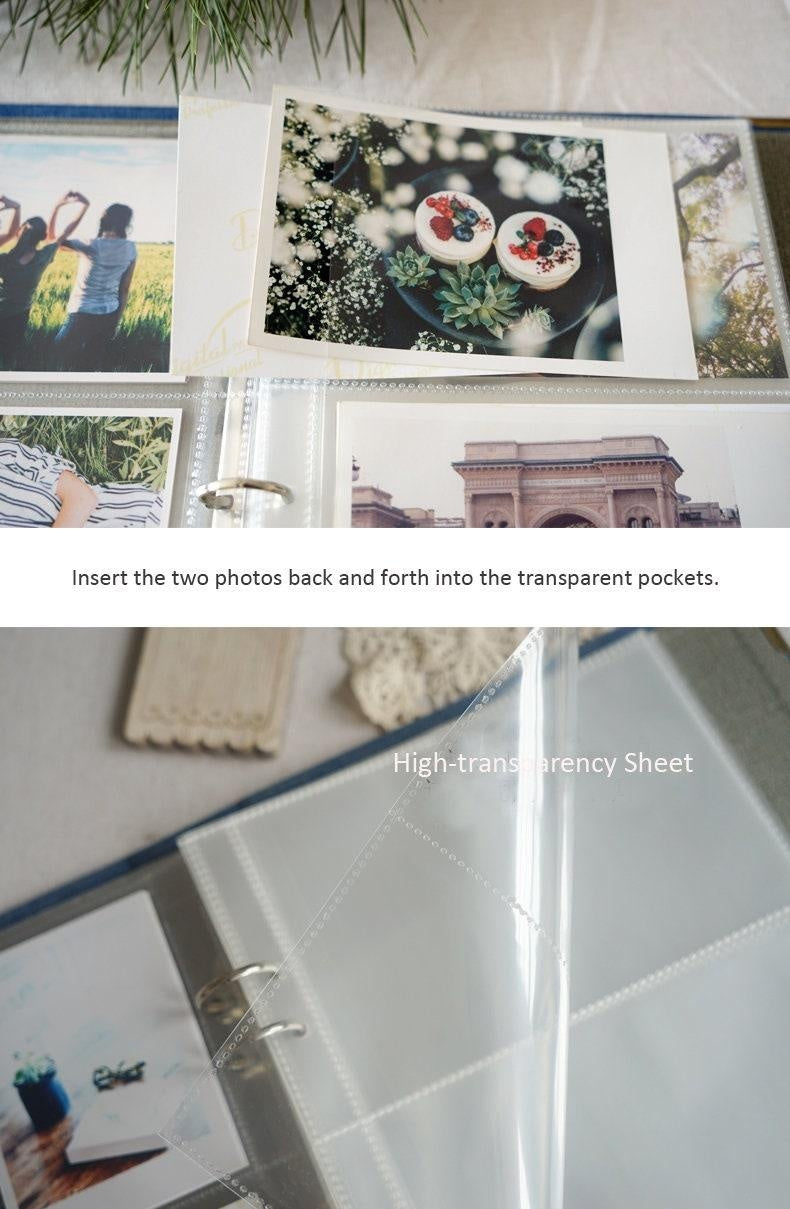 Photo Album with Sleeves 4x6 Faux Leather Cloth Photo Memory Book Slip In Family Photo Album Instax Photo Book Wedding Album Baby Scrapbook
