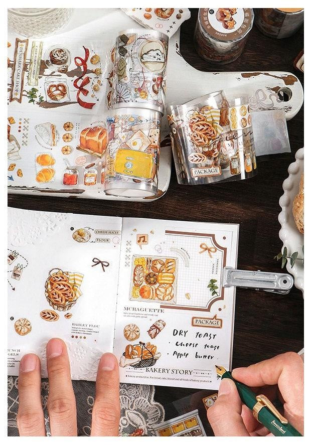 Clear Bread Bakery Tape Stickers. PET Food Kitchen Decor Planner Stickers Cute Toast Sticker, Scrapbook Journal Stickers, Laptop Stickers