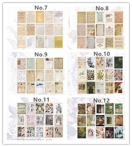 Vantage Time Book Series 60ps Junk Journal Kit Plant Bill Star Material Set Background Paper. Perfect in decorating cards, gift wrapping.