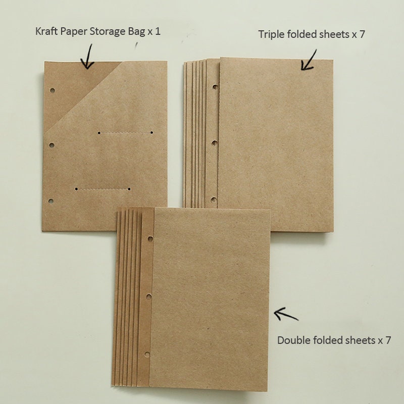 A5 Vertical Kraft Folded Sheets Set