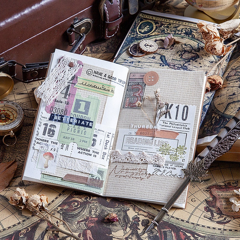 Retro Scrapbook Paper Ephemera Time Tickets Collection Junk Journal kit Travel Journaling Planner Decor Sticker Paper Material Pack 400 Pcs