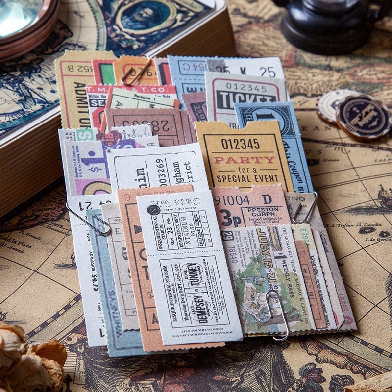 Retro Scrapbook Paper Ephemera Time Tickets Collection Junk Journal kit Travel Journaling Planner Decor Sticker Paper Material Pack 400 Pcs