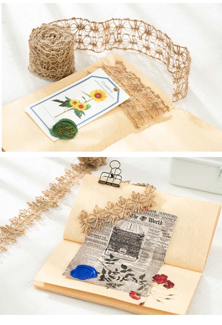 Retro Burlap Jute Ribbon 2 metres Natural Hemp Rope Knit Belt Collage DIY Art Gift Packaging Decorative Material Wide Lace Weaving Material