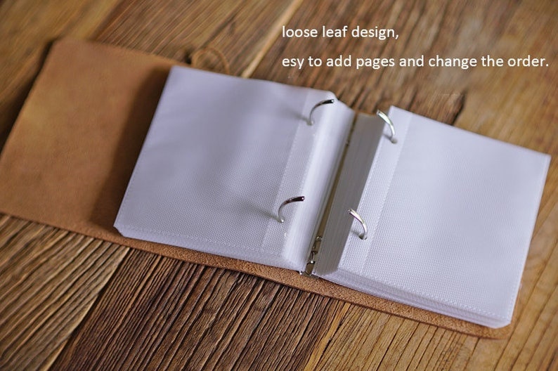 Loose Leaf Single Pocket Vertical 4 x 6 inch 3.5 x 5 inchTransparent Pockets White Inside Pages Cards for Mini Leather Linen Photo Albums
