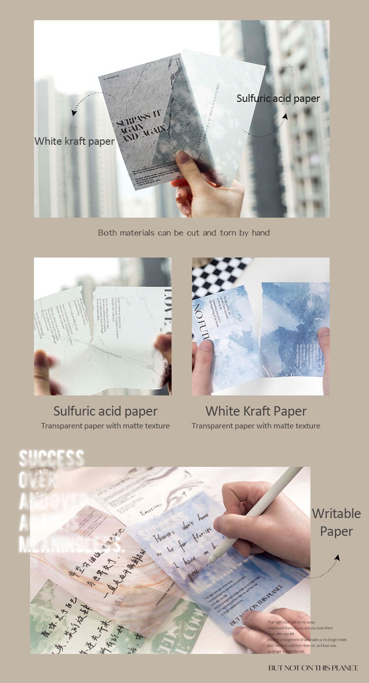 60 Pcs Vintage Sulfuric Acid Paper Ephemera Material Pack Collage Sheet Textured White Kraft Paper Journal Deco Supplies Planner Decoration
