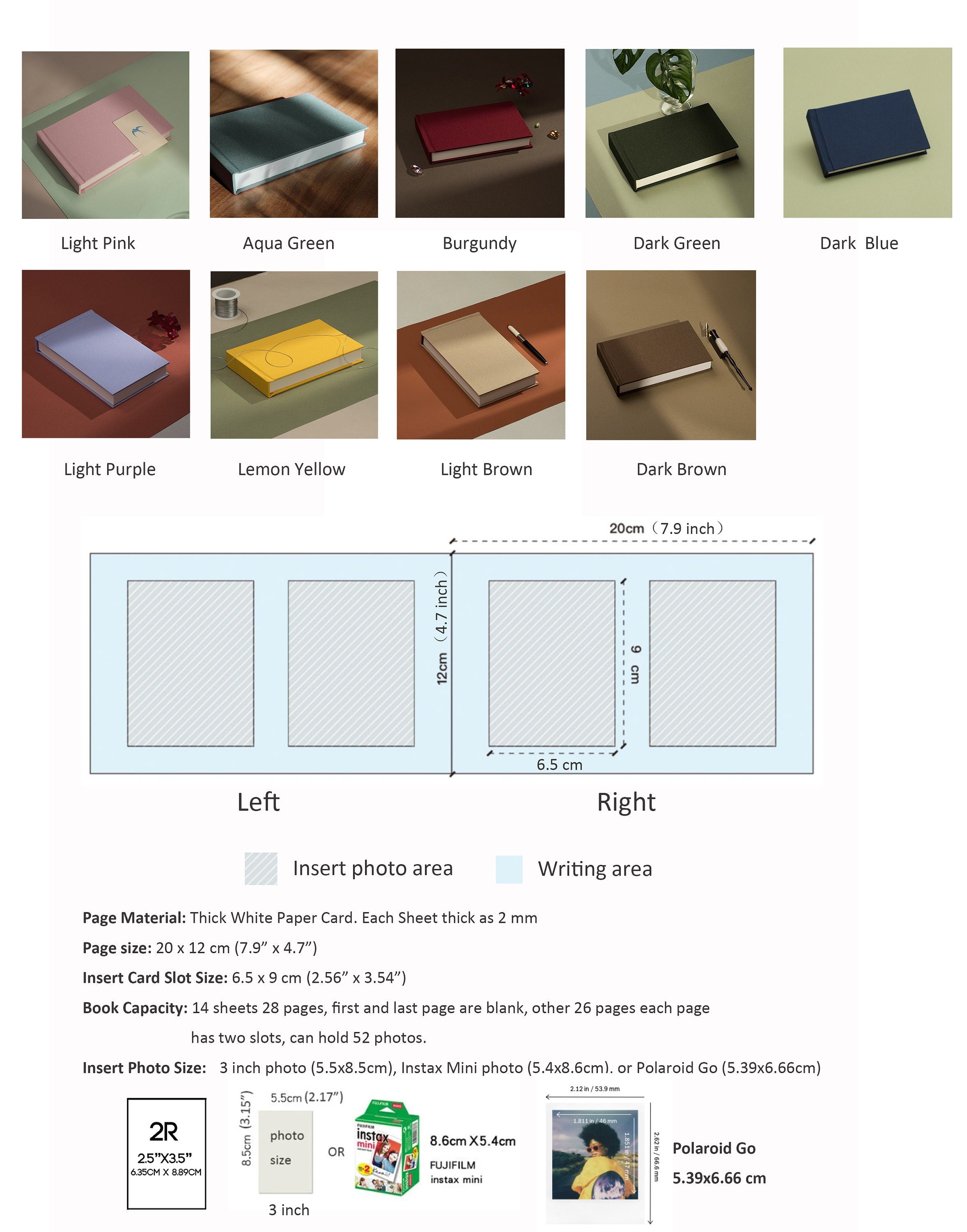 Intax Insert Personalized Instax Mini Photo Album 52 Photos. Minimalist Fujifilm ...