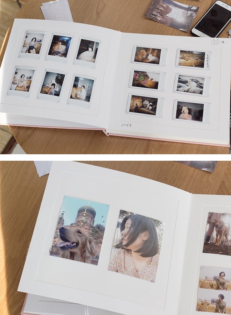 Personalized Large Square Photo Scrapbook Album 11"x 11". 120 Instax Mini Photo Album. Cloth Wedding Travel Baby Honeymoon Scrapbook Gift