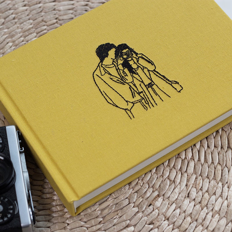 Custom Embroidery Photo Album Minimalist Linen Art Paper Cover Scrapbook Anniversary Instax Polaroid Album Wedding Guestbook Handmade Gift