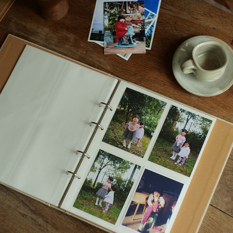 Loose Leaf 3.5 x5 inch 3R Photo Album Sleeves with 4 Pockets Insert Polaroid White Background Inside Pages for Photo Albums / Wedding Albums