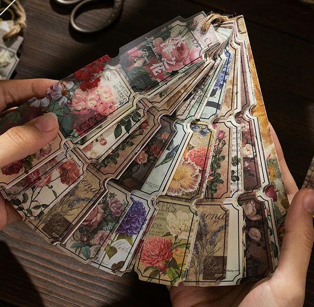 Special Shaped Sticker Bag 40pcs Vantage Junk Journal Decorative Material Floral Holiday Pictorial Letter Sticker Retro Collage DIY Material