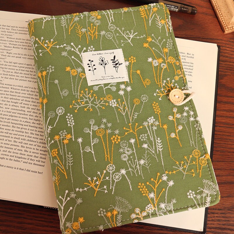 Embroidery Loose-leaf Notebook Fresh Handmade A5 A6 Journal Cloth Cover Grid Paper Ephemera Flower Grass Travel Dairy Exquisite Planner Gift